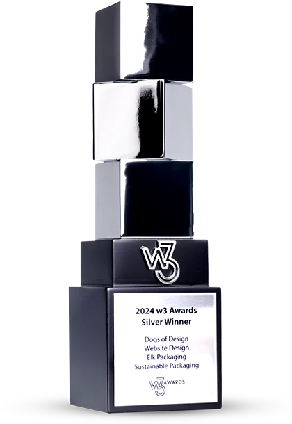 W3 Awards trophy won by ELK Packaging for their 2024 website design, honoring excellence on the web.