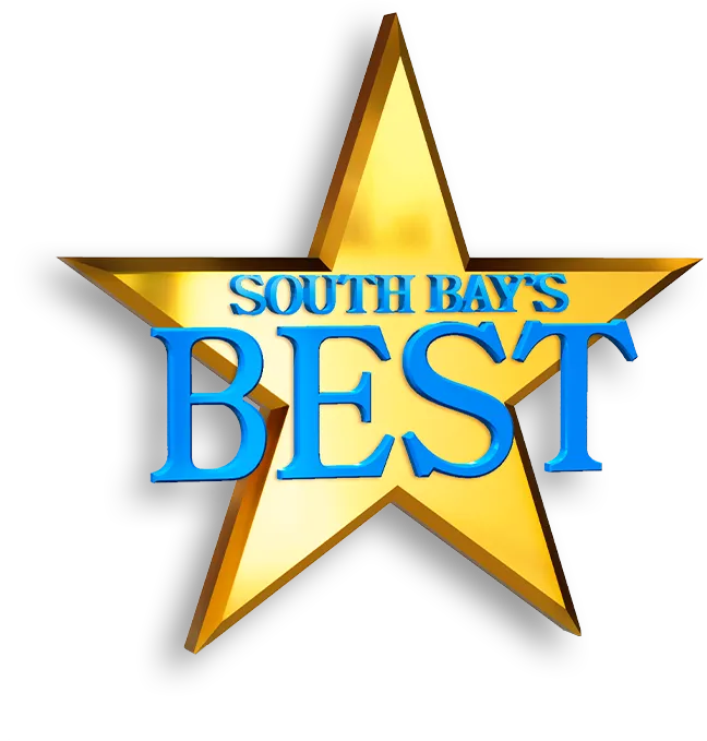 Gold star with blue text reading "South Bay's Best" – award won by Dogs of Design for Best Website Developer