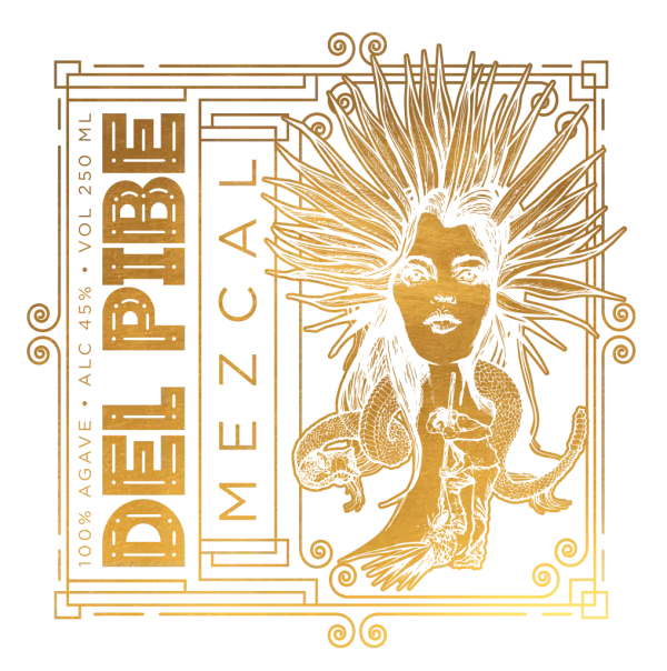 Del Pibe Mezcal logo For Del Pibe Mezcal, Dogs of Design created a bold and iconic logo that incorporates a minimalist yet impactful style. The logo is inspired by traditional Oaxacan symbols but simplified for modern appeal.