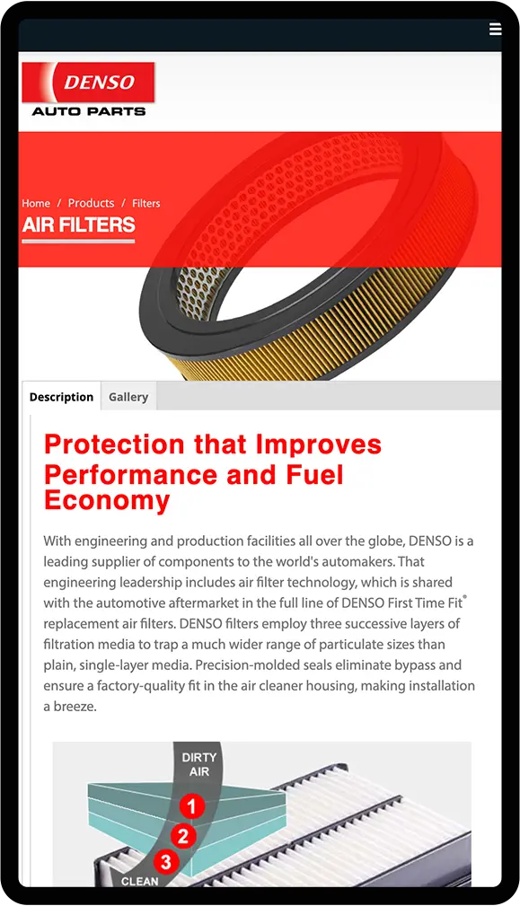 mobile screen denso air filter
