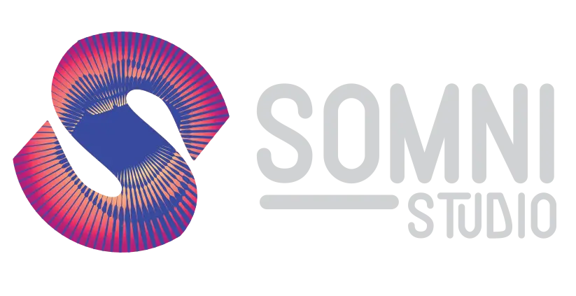 Vibrant gradient spiral S logo concept created for Somni Studios branding.