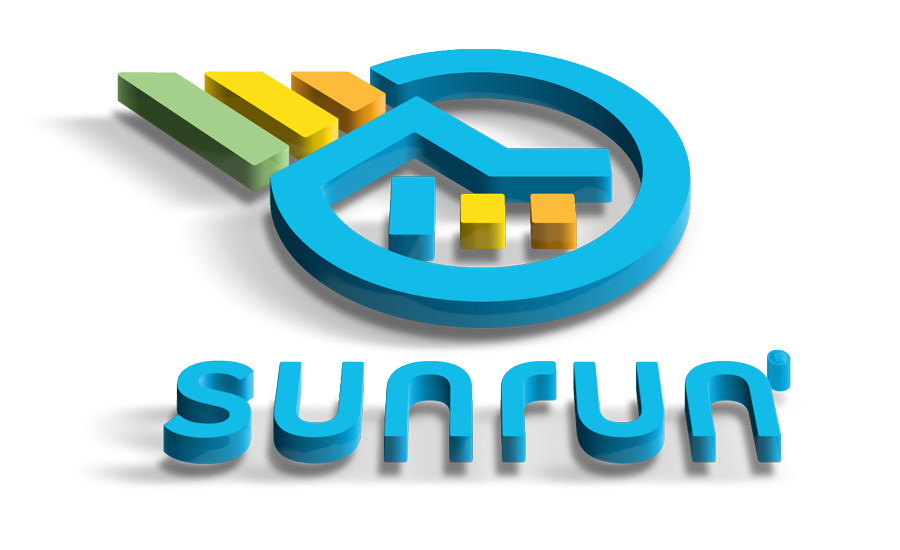 SunRun logo with a house design at its center, representing sustainable energy for residential living