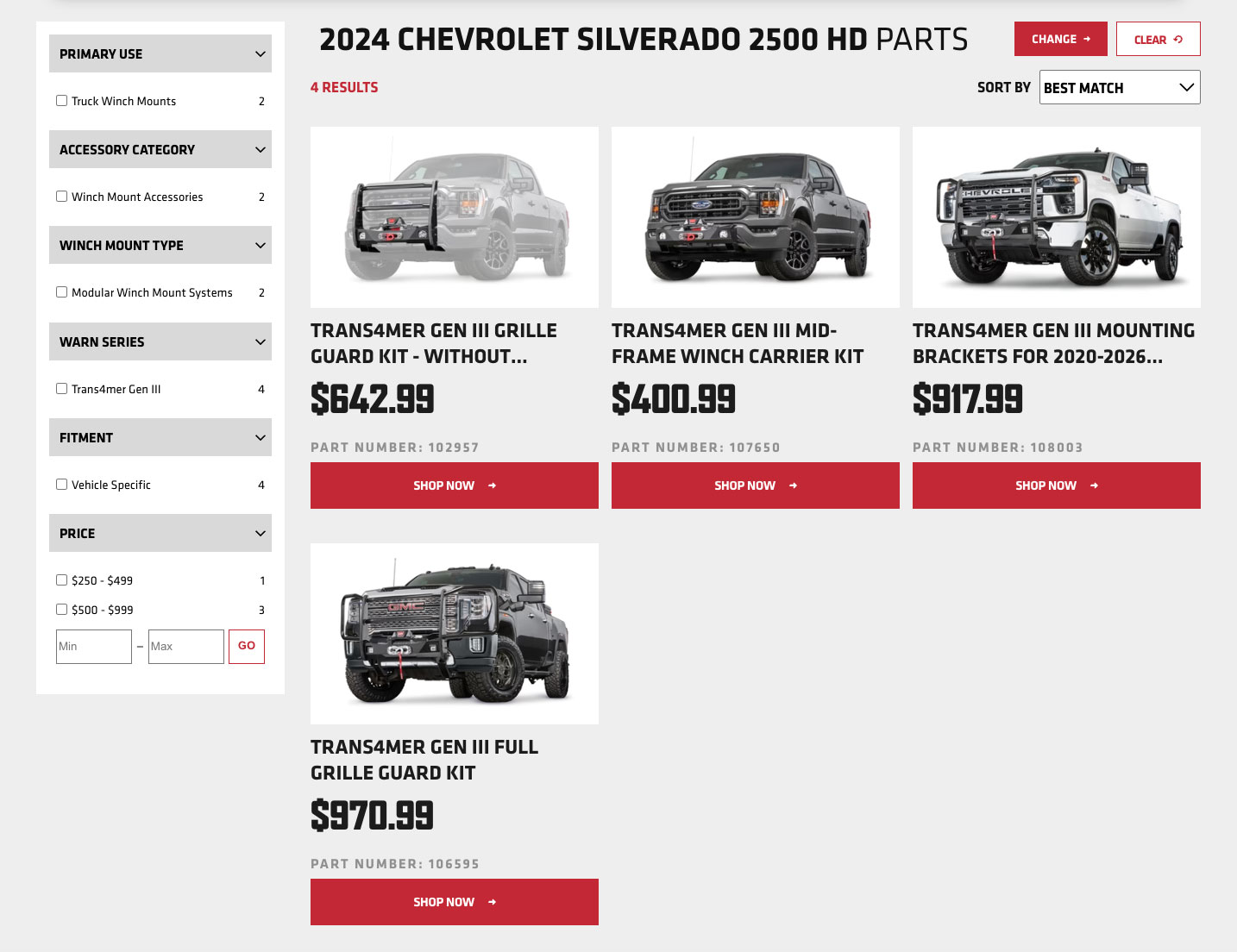 2024 Chevrolet Silverado 2500 HD Parts — Trans4mer results